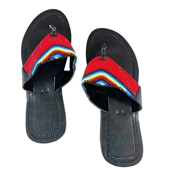 African Maasai Beaded Leather Sandals - Picture 8 of 8